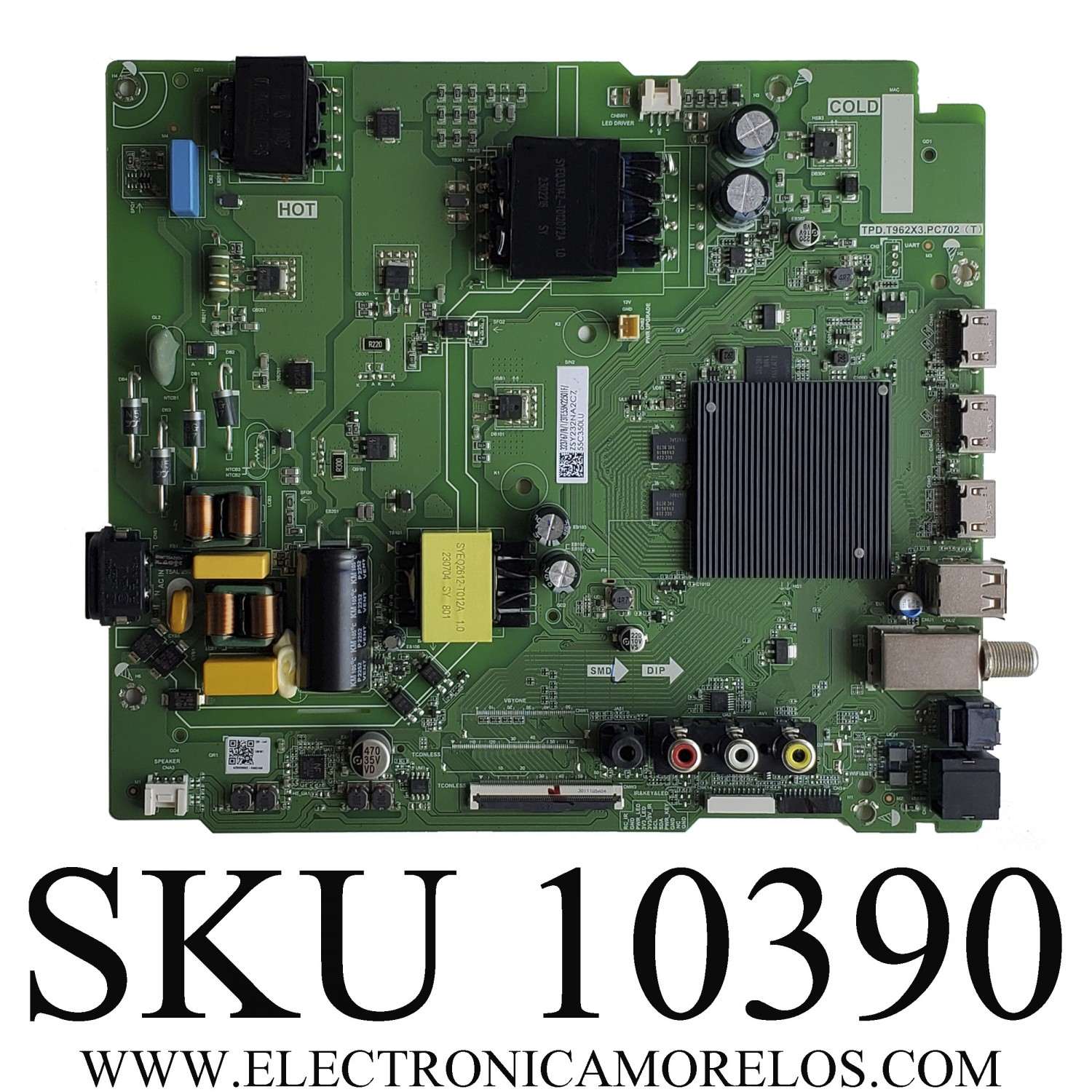 MAIN PARA SMART TV TOSHIBA 4K UHD / NUMERO DE PARTE 323769 / TPD.T962X3.PC702 (T) / 3TE55N22501F / ZSY232NA2C7 / PANEL HD550Y1U51-T0LD\S0\SM\ROH / DISPLAY T550QVN10.0 / MODELO 55C350LU	